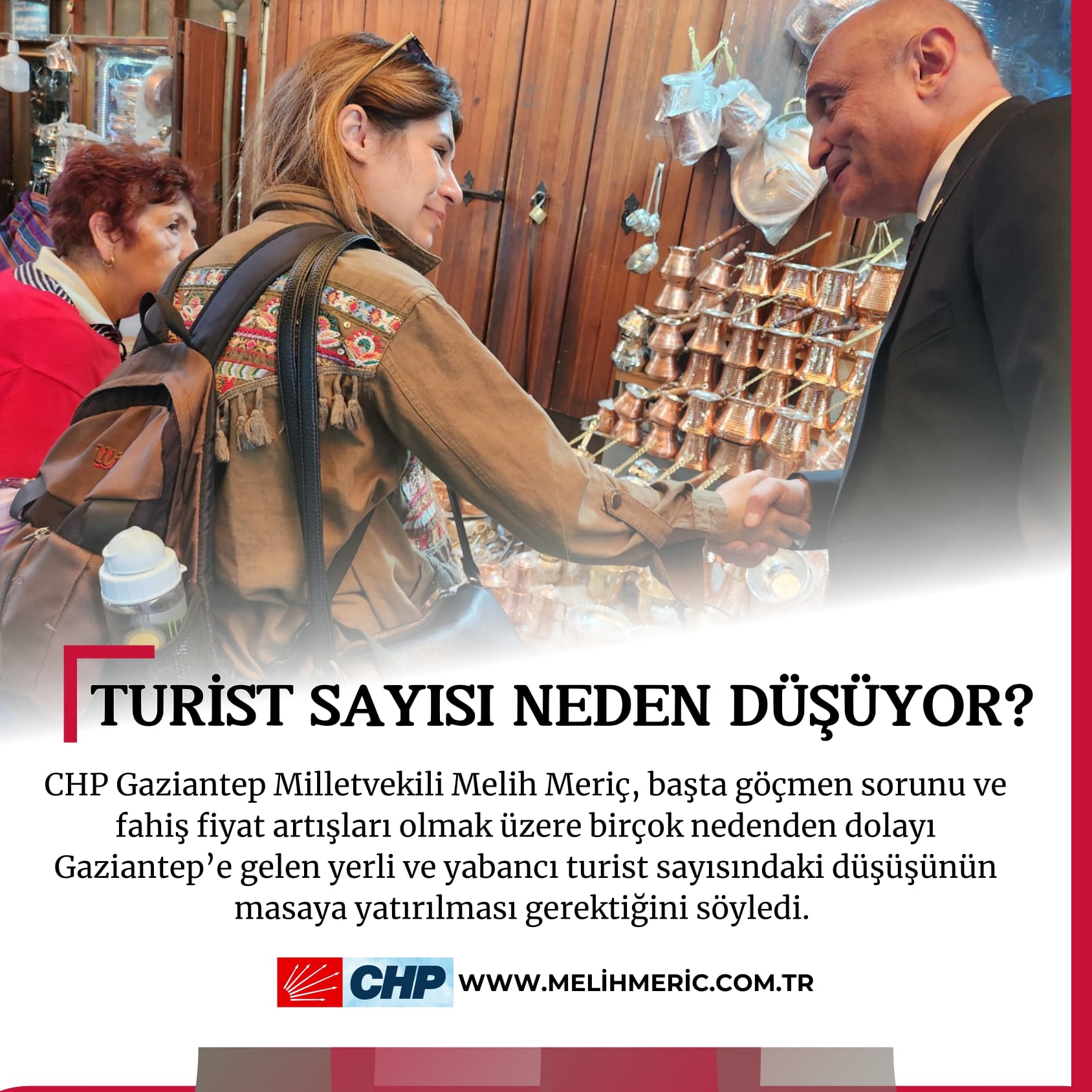 Melih MERİÇ | 28. Dönem CHP Gaziantep Milletvekili - MERİÇ: TURİST SAYISI NEDEN DÜŞÜYOR? ‘’TEDAVİ İÇİN TURİZM ÇALIŞTAYI YAPILMALI’'